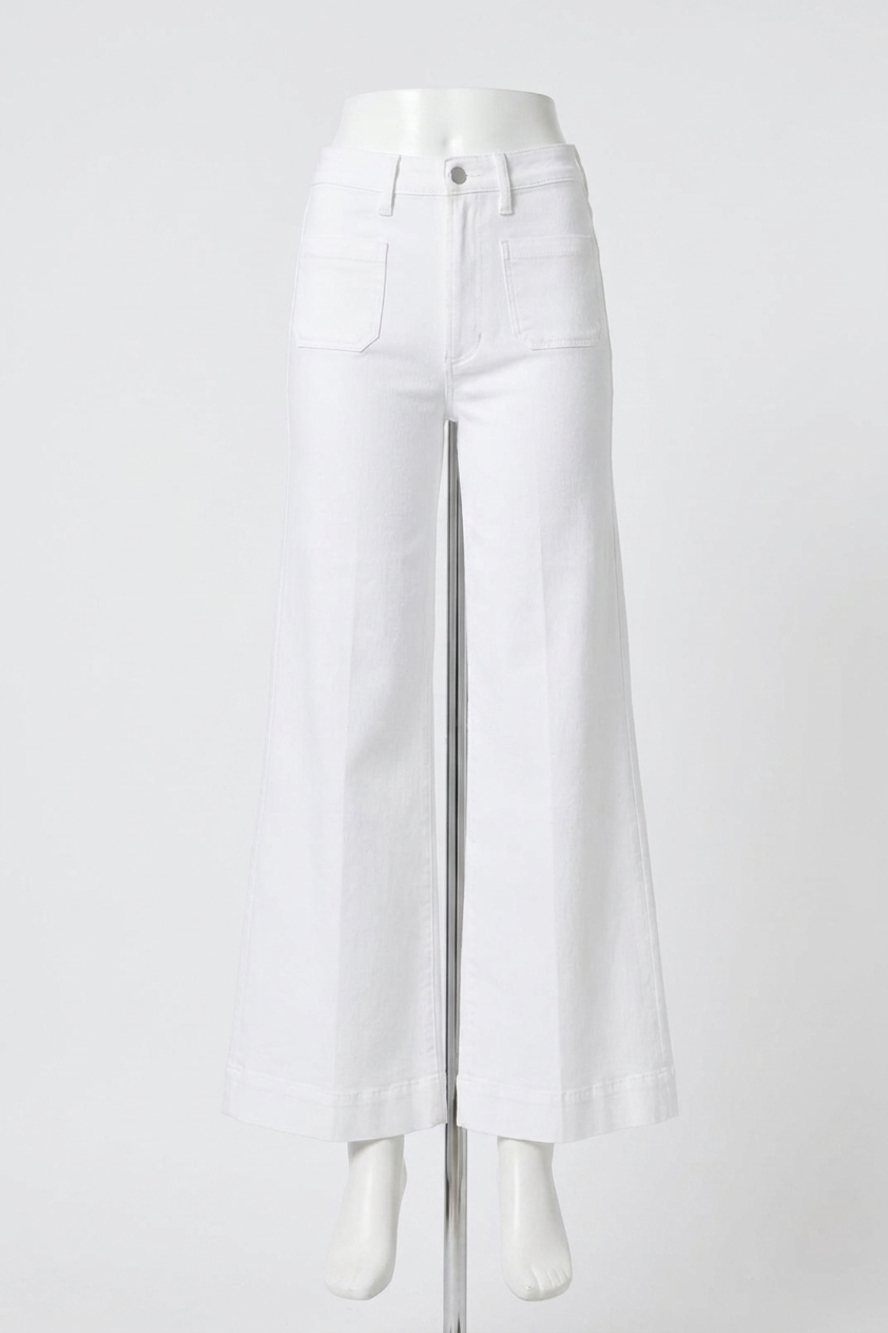 NEW DEAR JOHN DENIM fiona patch pocket high rise wide leg jeans in blue
